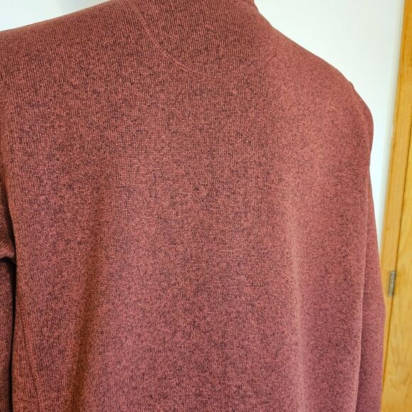 LL Bean Mens Jacket Large Regular Rust Knit Slightly Fitted Casual Fleece - Picture 6 of 14